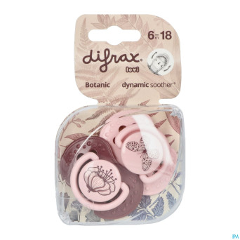 Difrax sucette dynamic botanic pink&purple 6-18m 2