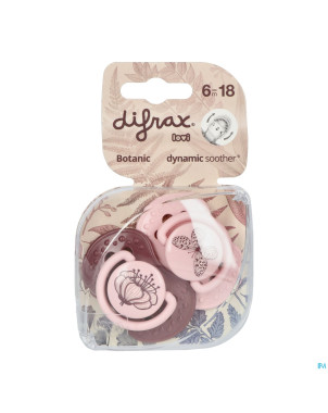 Difrax sucette dynamic botanic pink&purple 6-18m 2