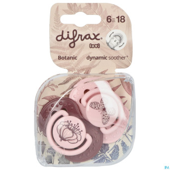 Difrax sucette dynamic botanic pink&purple 6-18m 2