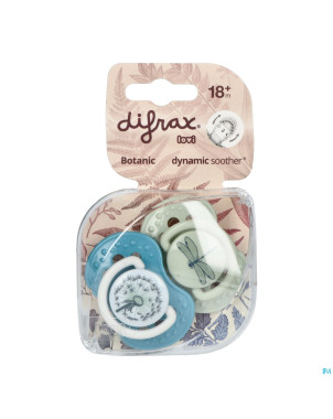 Difrax sucette dynamic botanic blue&green 18m+ 2