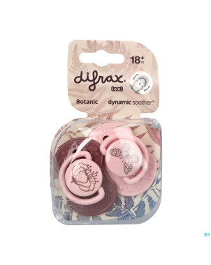 Difrax sucette dynamic botanic pink&purple 18m+ 2