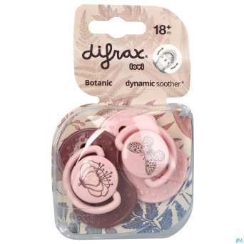 Difrax sucette dynamic botanic pink&purple 18m+ 2