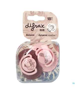 Difrax sucette dynamic botanic pink&purple 18m+ 2