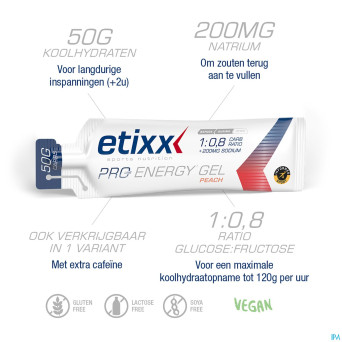 Etixx double carb energy gel proline peach 12x60ml