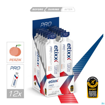 Etixx double carb energy gel proline peach 12x60ml