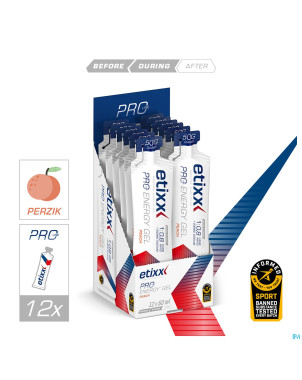 Etixx double carb energy gel proline peach 12x60ml