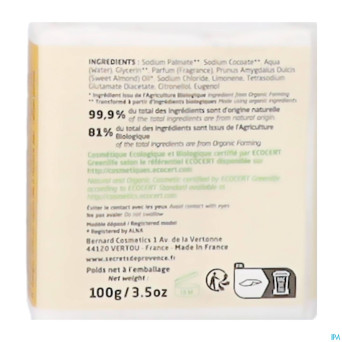 Secret de provence savon hle amande douce bio 100g