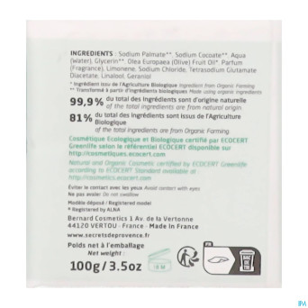 Secret de provence savon huile olive bio 100g