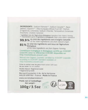 Secret de provence savon huile olive bio 100g