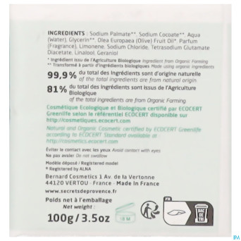 Secret de provence savon huile olive bio 100g