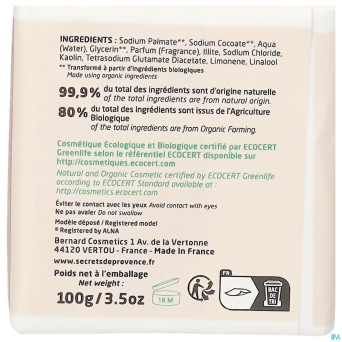 Secret de provence savon argile rouge bio 100g