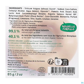 Secret de provence shampooing cheveux secs bio 85g