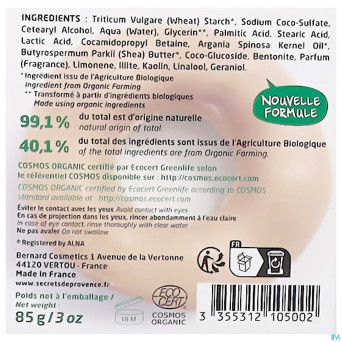 Secret de provence shampooing cheveux secs bio 85g