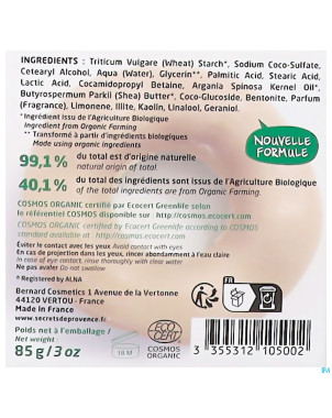 Secret de provence shampooing cheveux secs bio 85g