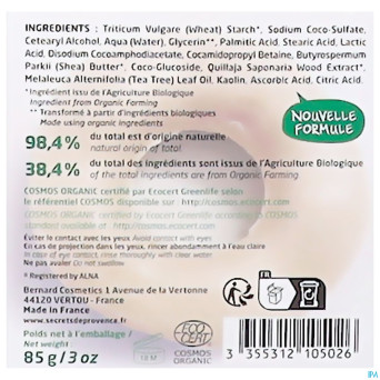 Secret de provence shampooing chev. a/pell bio 85g