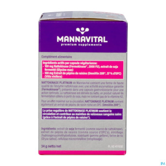 Mannavital nattokinase platinium v-caps 90