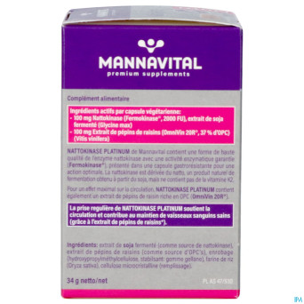 Mannavital nattokinase platinium v-caps 90