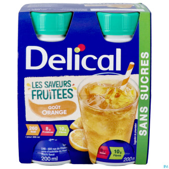 Delical saveurs fruitees orange s/sucre 4x200ml