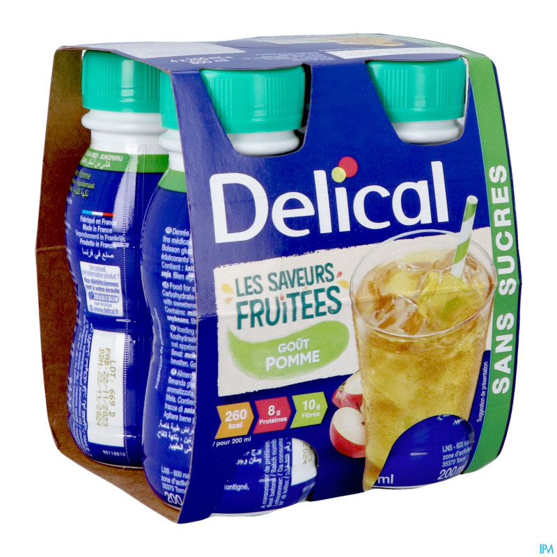 Delical saveurs fruitees pomme s/sucre 4x200ml