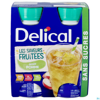 Delical saveurs fruitees pomme s/sucre 4x200ml
