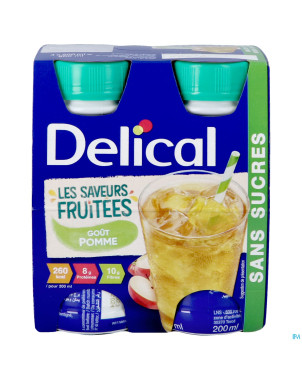 Delical saveurs fruitees pomme s/sucre 4x200ml