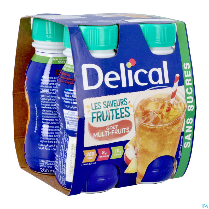 Delical saveurs multi-fruits s/sucre 4x200ml