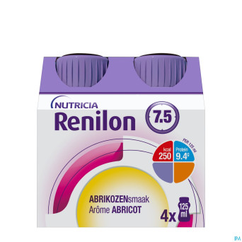 Renilon 7.5 abricot    bouteille 4x125ml 177033 nf