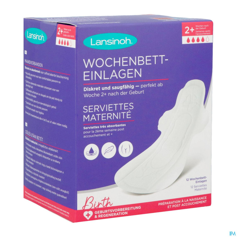 Lansinoh serviettes post accouchement +2 sem.   12