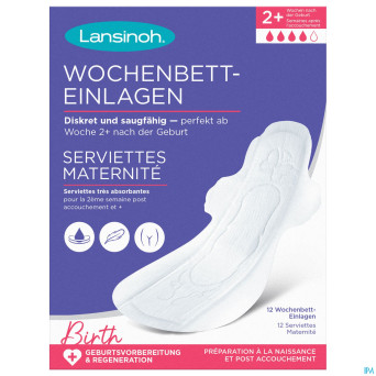 Lansinoh serviettes post accouchement +2 sem.   12