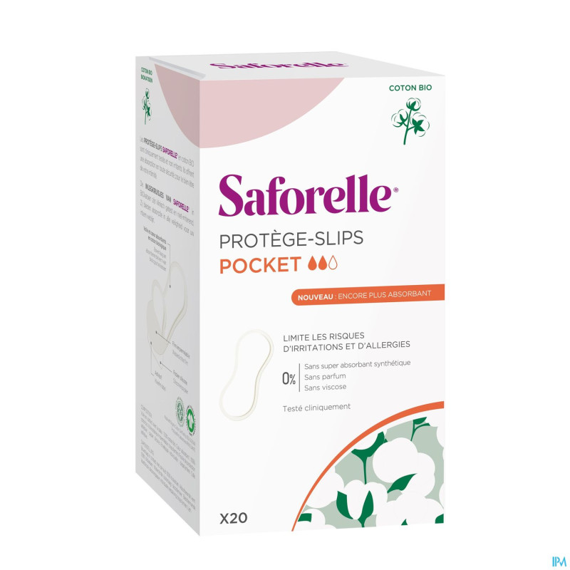 Saforelle coton protect protege slip pocket 20