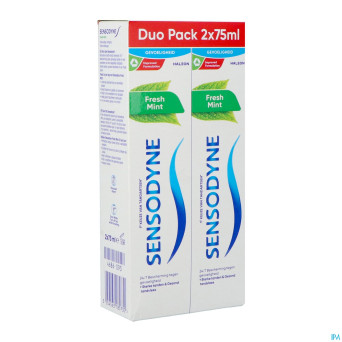 Sensodyne fresh mint dentifrice    tube 2x75ml