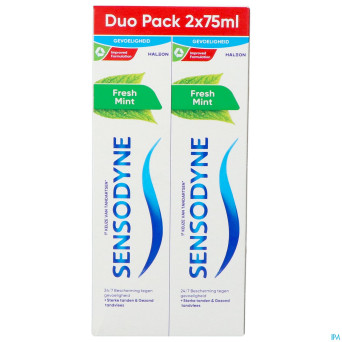 Sensodyne fresh mint dentifrice    tube 2x75ml