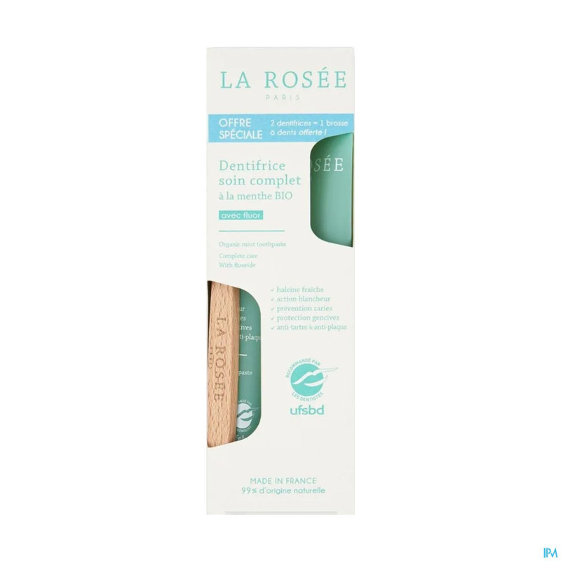 La rosee dentifrices 2x75ml+brosse dents gratuit