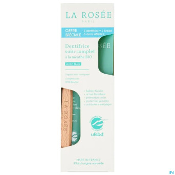 La rosee dentifrices 2x75ml+brosse dents gratuit