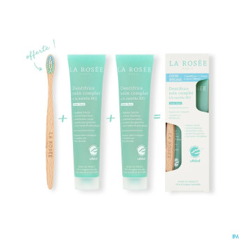 La rosee dentifrices 2x75ml+brosse dents gratuit