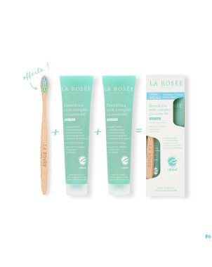La rosee dentifrices 2x75ml+brosse dents gratuit