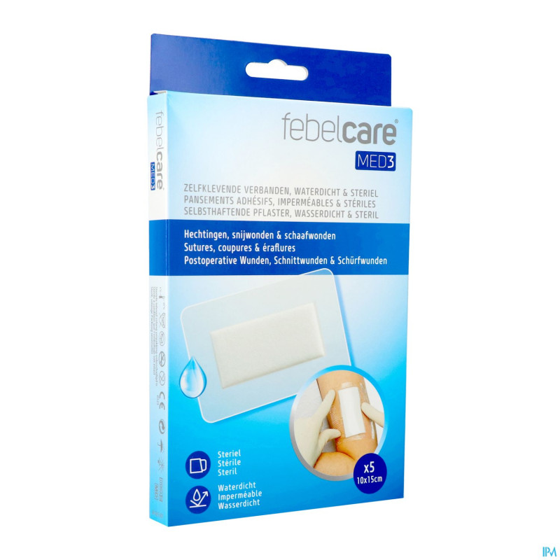 Febelcare med3 pans. adh. ster. wtp 10x15cm 5