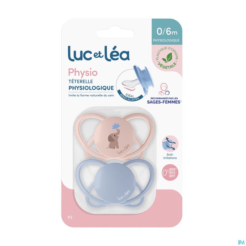 Luc&lea duo sucette physio air 0-6m elephant