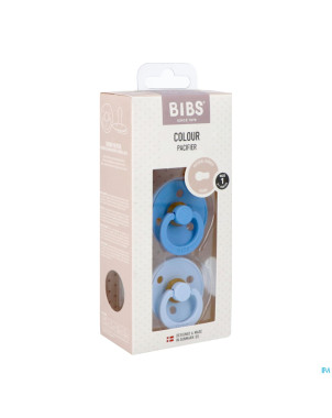 Bibs 1 sucette duo sky blue&baby blue