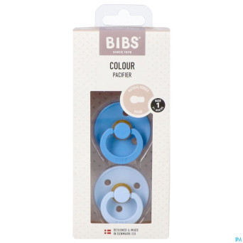 Bibs 1 sucette duo sky blue&baby blue