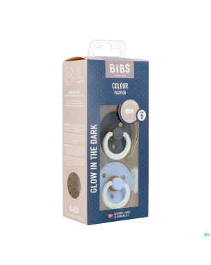 Bibs 1 sucette duo glow dark iron&baby blue