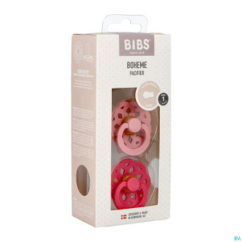 Bibs 1 sucette boheme duo dusty pink&coral