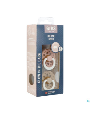 Bibs 1 sucette boheme duo glow dark blush&vanilla