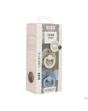 Bibs 1 sucette liberty latex rond duo eloise blue