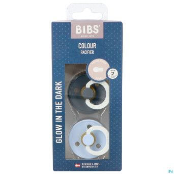 Bibs 2 sucette duo glow dark iron&baby blue