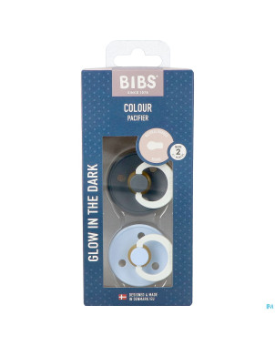 Bibs 2 sucette duo glow dark iron&baby blue