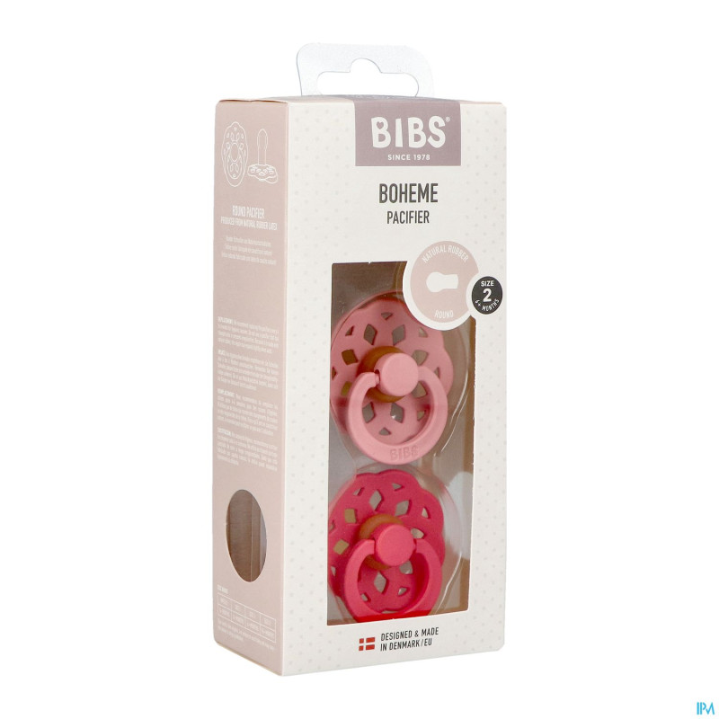 Bibs 2 sucette boheme duo dusty pink&coral
