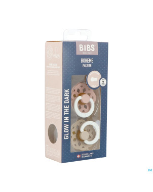 Bibs 2 sucette boheme duo glowdark blush&vanilla