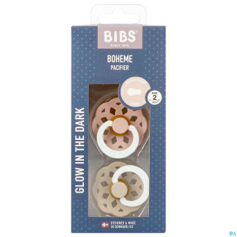 Bibs 2 sucette boheme duo glowdark blush&vanilla