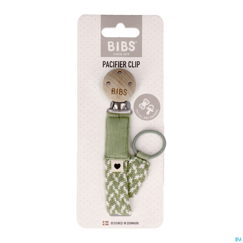 Bibs attache sucette braided sage&ivory